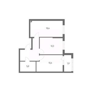 2-к квартира, строящийся дом, 59м2, 1/8 этаж