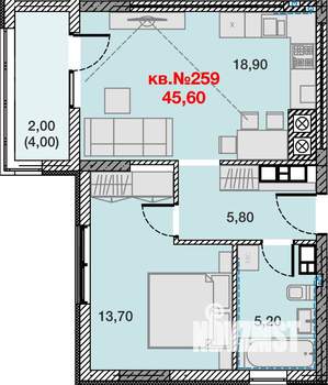 1-к квартира, вторичка, 46м2, 10/15 этаж