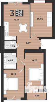3-к квартира, вторичка, 81м2, 9/9 этаж
