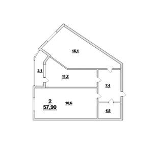 2-к квартира, вторичка, 58м2, 10/10 этаж