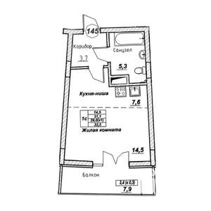 Студия квартира, вторичка, 34м2, 5/7 этаж