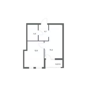 1-к квартира, строящийся дом, 37м2, 2/18 этаж