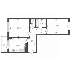 2-к квартира, вторичка, 65м2, 2/11 этаж