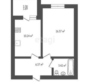 1-к квартира, вторичка, 39м2, 4/10 этаж