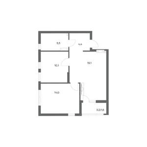 2-к квартира, строящийся дом, 55м2, 5/18 этаж