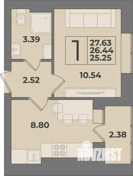 1-к квартира, вторичка, 28м2, 1/9 этаж