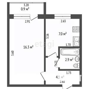 1-к квартира, вторичка, 30м2, 5/5 этаж