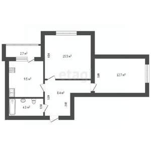 2-к квартира, вторичка, 53м2, 2/8 этаж
