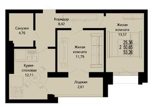 2-к квартира, вторичка, 53м2, 10/10 этаж