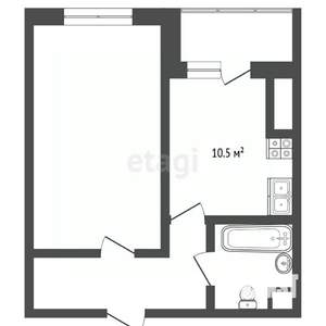 1-к квартира, вторичка, 41м2, 6/12 этаж