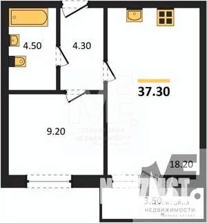 1-к квартира, вторичка, 37м2, 1/8 этаж