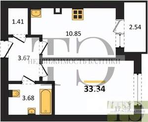1-к квартира, вторичка, 33м2, 2/9 этаж