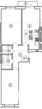 2-к квартира, строящийся дом, 71м2, 8/9 этаж