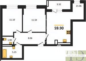 2-к квартира, вторичка, 60м2, 7/9 этаж
