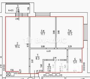 2-к квартира, вторичка, 61м2, 4/10 этаж