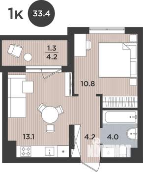 1-к квартира, вторичка, 33м2, 2/9 этаж