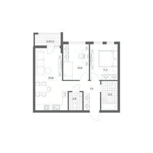 2-к квартира, строящийся дом, 60м2, 2/18 этаж