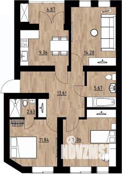 5-к квартира, строящийся дом, 108м2, 4/4 этаж