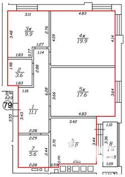 3-к квартира, строящийся дом, 82м2, 6/10 этаж