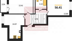 2-к квартира, вторичка, 56м2, 4/9 этаж