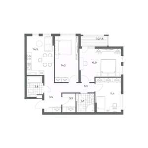 3-к квартира, строящийся дом, 79м2, 9/18 этаж