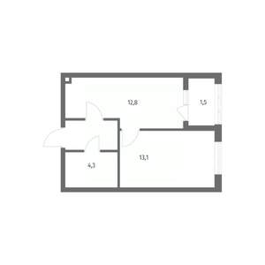 1-к квартира, строящийся дом, 35м2, 8/8 этаж