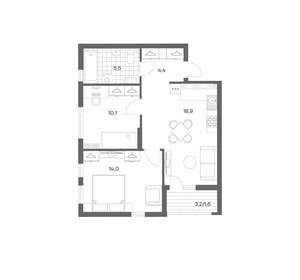 2-к квартира, строящийся дом, 55м2, 17/18 этаж