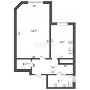 1-к квартира, вторичка, 42м2, 1/4 этаж