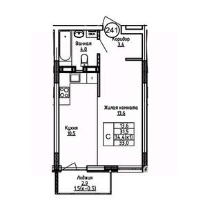 Студия квартира, вторичка, 33м2, 5/9 этаж