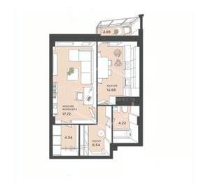 1-к квартира, вторичка, 49м2, 10/25 этаж