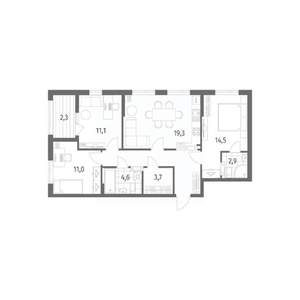 3-к квартира, строящийся дом, 80м2, 5/8 этаж