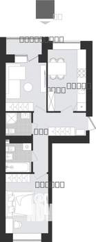 2-к квартира, вторичка, 51м2, 1/9 этаж