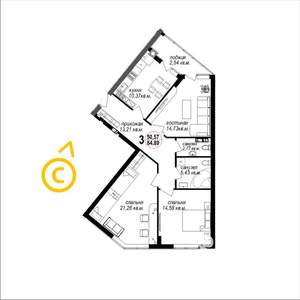 3-к квартира, вторичка, 86м2, 2/10 этаж