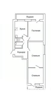 3-к квартира, вторичка, 65м2, 2/5 этаж