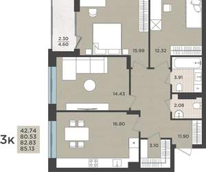 Студия квартира, сданный дом, 83м2, 1/8 этаж