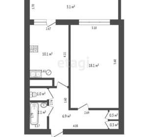 1-к квартира, вторичка, 47м2, 1/4 этаж
