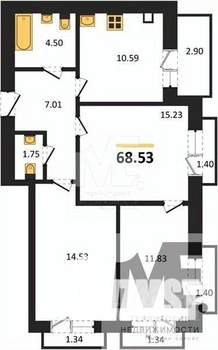 3-к квартира, вторичка, 69м2, 9/9 этаж