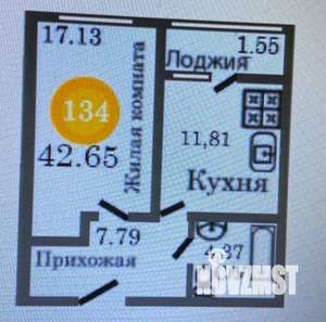 1-к квартира, вторичка, 42м2, 6/12 этаж