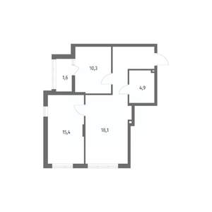 2-к квартира, вторичка, 58м2, 1/8 этаж