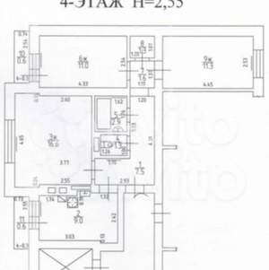 3-к квартира, вторичка, 70м2, 4/7 этаж