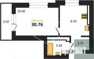 1-к квартира, вторичка, 31м2, 2/9 этаж