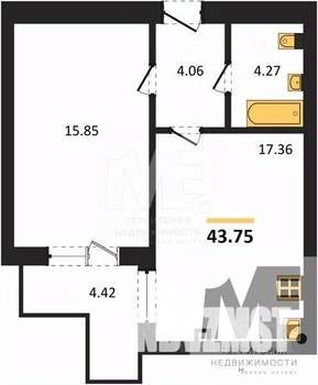 1-к квартира, вторичка, 44м2, 4/9 этаж