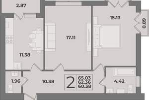 2-к квартира, вторичка, 65м2, 5/9 этаж