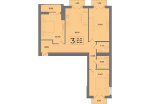 3-к квартира, строящийся дом, 92м2, 8/8 этаж