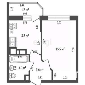 1-к квартира, вторичка, 32м2, 7/9 этаж