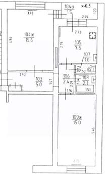 2-к квартира, вторичка, 49м2, 5/5 этаж