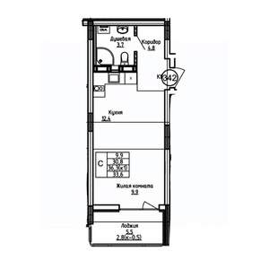 Студия квартира, вторичка, 34м2, 8/9 этаж