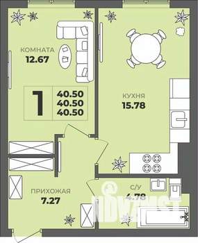 1-к квартира, вторичка, 41м2, 1/8 этаж