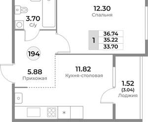 1-к квартира, вторичка, 35м2, 4/10 этаж