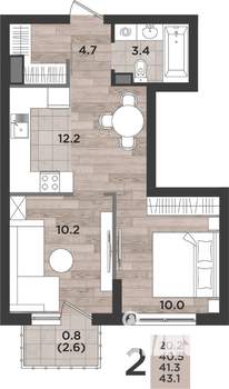 2-к квартира, вторичка, 41м2, 13/14 этаж